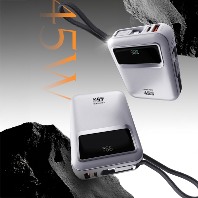 Lenyes C03-A Dijital LED Göstergeli Type-C ve Lightning Kablolu Powerbank 45W 10.000mAh - 5