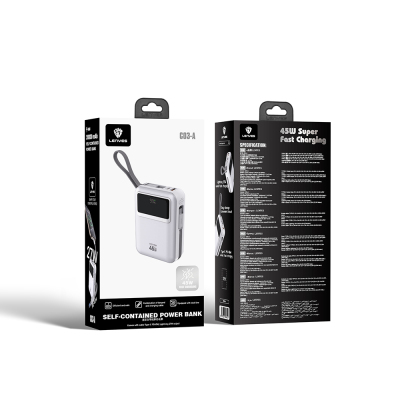 Lenyes C03-A Powerbank 45W 20,000mAh with Digital LED Display, Type-C and Lightning Cable - 8
