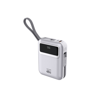 Lenyes C04-A Dijital LED Göstergeli Type-C ve Lightning Kablolu Powerbank 45W 5000mAh - 1