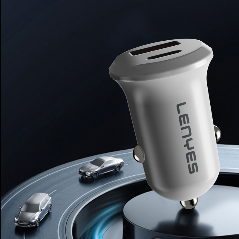 Lenyes CA53 Fast Charging Dual Type-C + USB-A Port Mini Car Charger 30W - 9