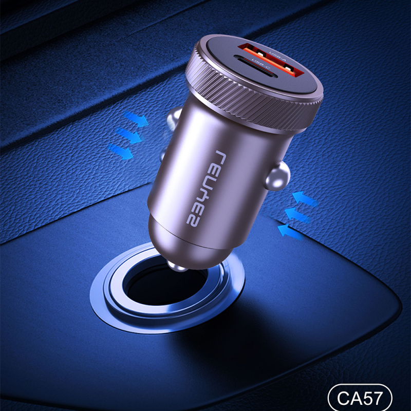 Lenyes CA57 Fast Charging Dual Type-C + USB-A Port Mini Car Charger 30W - 6