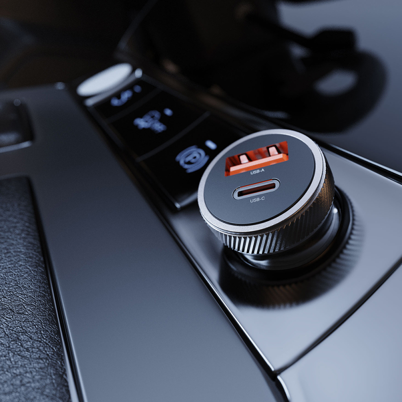 Lenyes CA57 Fast Charging Dual Type-C + USB-A Port Mini Car Charger 30W - 7
