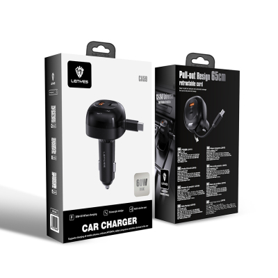 Lenyes CA59 Type-C Cable Fast Charging Car Charger with Type-C + USB-A Port PD 60W - 8
