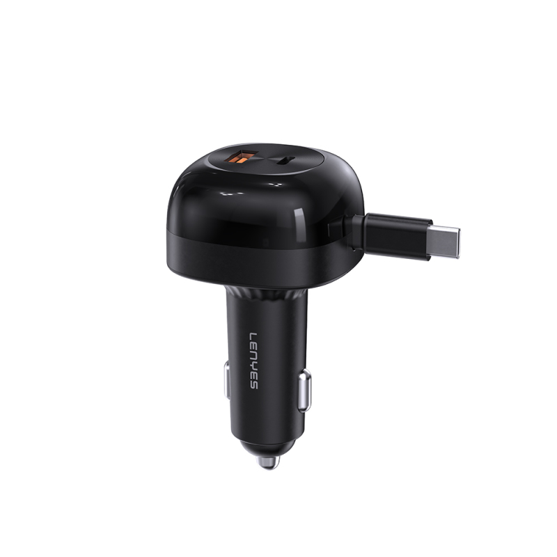 Lenyes CA59 Type-C Cable Fast Charging Car Charger with Type-C + USB-A Port PD 60W - 1