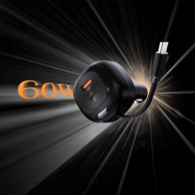 Lenyes CA59 Type-C Kablolu Hızlı Şarj Özellikli Type-C + USB-A Portlu Araç Şarj Aleti PD 60W - 4