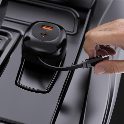 Lenyes CA59 Type-C Kablolu Hızlı Şarj Özellikli Type-C + USB-A Portlu Araç Şarj Aleti PD 60W - 6