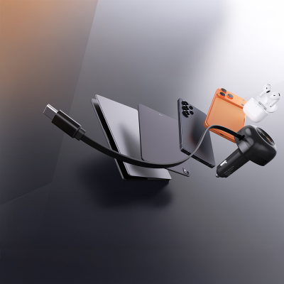 Lenyes CA59 Type-C Kablolu Hızlı Şarj Özellikli Type-C + USB-A Portlu Araç Şarj Aleti PD 60W - 7