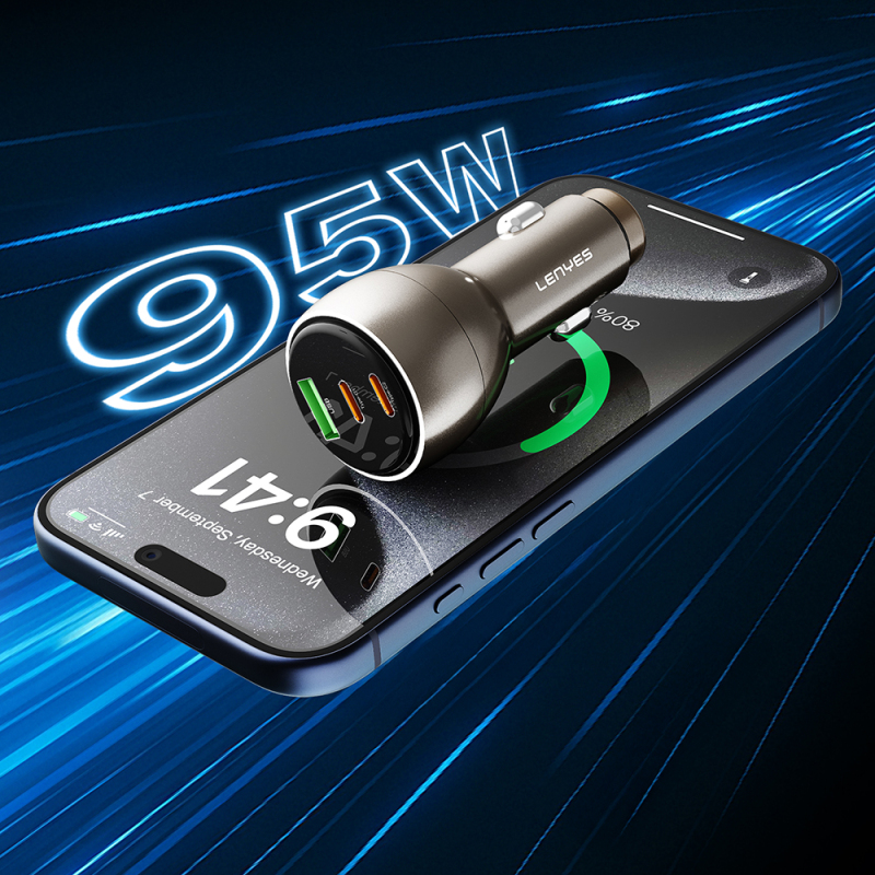 Lenyes CA63 Hızlı Şarj Özellikli Dual USB-A + Type-C Portlu PD Araç Şarj Aleti 30W - 6