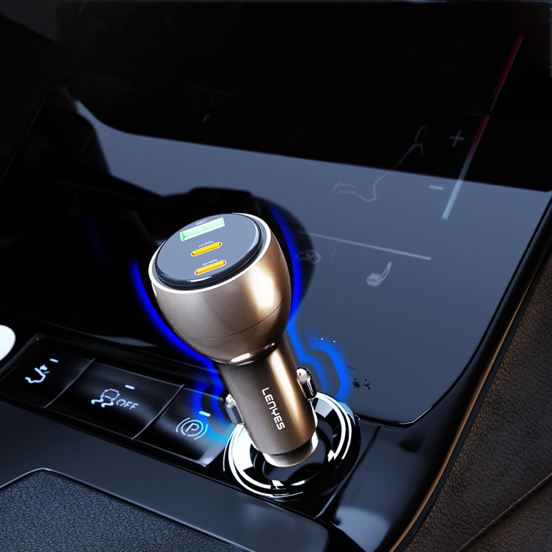 Lenyes CA64 Fast Charging Dual USB-A + Type-C Port PD Car Charger 30W - 5