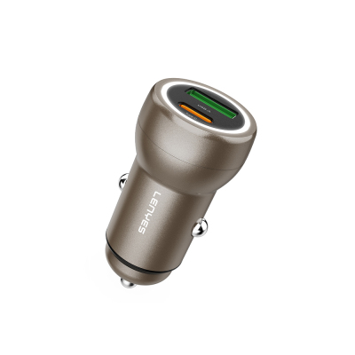 Lenyes CA64 Fast Charging Dual USB-A + Type-C Port PD Car Charger 30W - 1