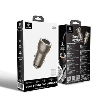 Lenyes CA65 Fast Charging Dual Type-C + Type-C Port PD Car Charger 60W - 4