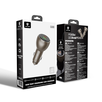 Lenyes CA66 Hızlı Şarj Özellikli Dual Type-C + Type-C + USB-A Portlu PD Araç Şarj Aleti 95W - 6