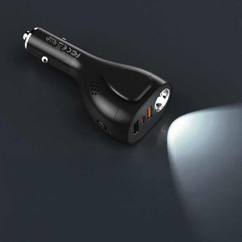 Lenyes CA70 Multifunctional Car Charger with Type-C + Dual USB-A Ports and Fast Charging Capability 20W - 4