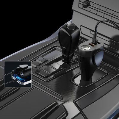 Lenyes CA70 Multifunctional Car Charger with Type-C + Dual USB-A Ports and Fast Charging Capability 20W - 5