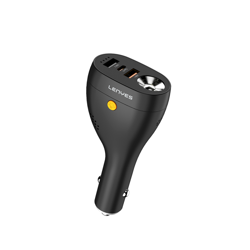 Lenyes CA70 Multifunctional Car Charger with Type-C + Dual USB-A Ports and Fast Charging Capability 20W - 1