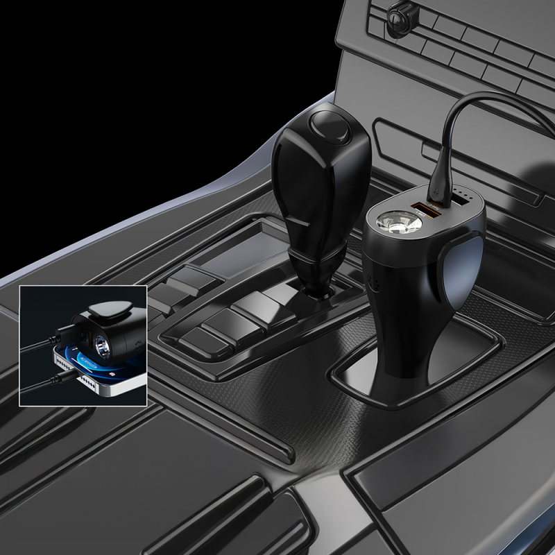 Lenyes CA70 Type-C + Dual USB-A Portlu Hızlı Şarj Özellikli Çok Fonksiyonlu Araç Şarj Aleti 20W - 5