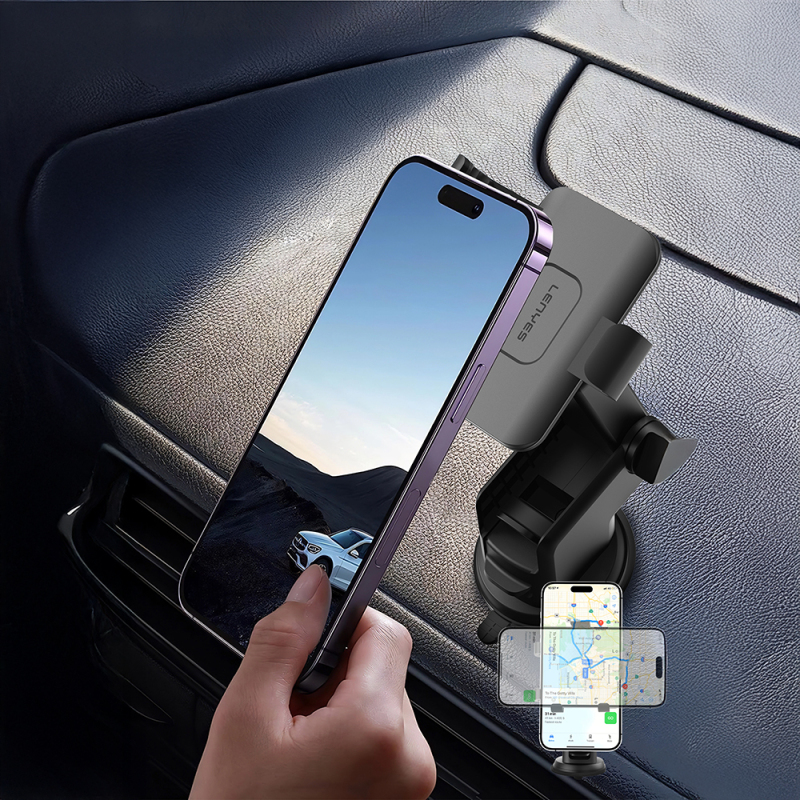 Lenyes CR195 Sarsıntı Önleyici 360° Derece Dönebilen Teleskopik Vantuzlu Tasarım Araç Telefon Tutucu - 4