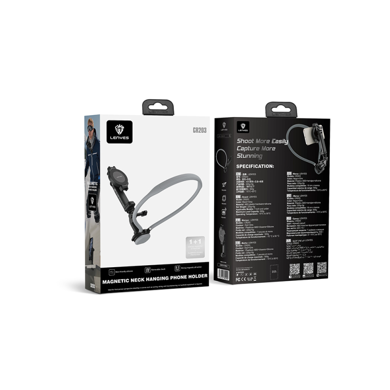 Lenyes CR203 2in1 Hands-Free Magnetic Neck Strap Phone Holder - 8