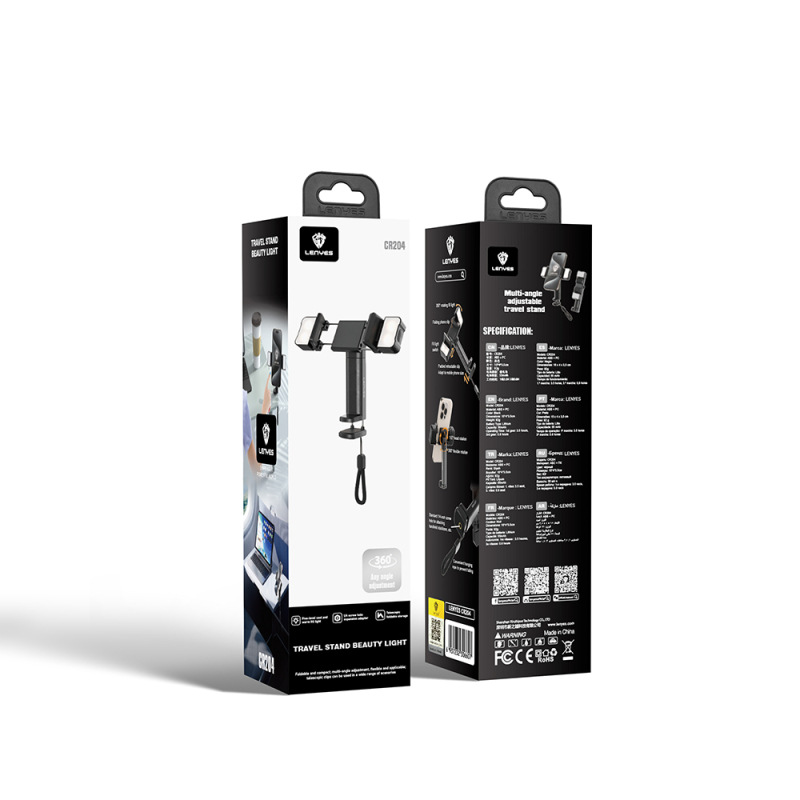 Lenyes CR204 360° Dönebilen Işıklı Seyahat Telefon Tutucu ve Standı - 6