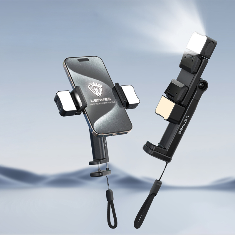 Lenyes CR204 360° Dönebilen Işıklı Seyahat Telefon Tutucu ve Standı - 3