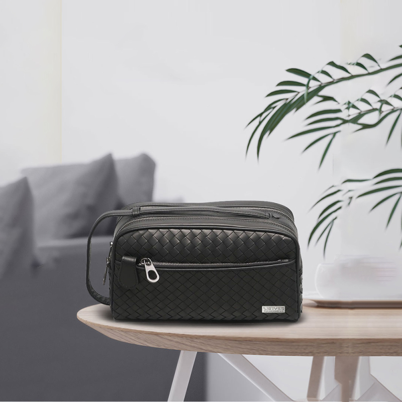 Lenyes LB527 Tomas Series Woven PU Matte Leather Wrist Design Scratch Resistant Accessory Bag - 3