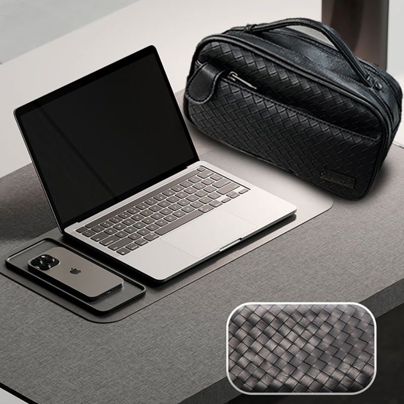 Lenyes LB527 Tomas Series Woven PU Matte Leather Wrist Design Scratch Resistant Accessory Bag - 5