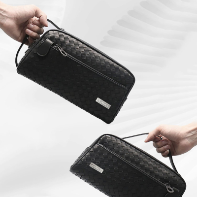 Lenyes LB527 Tomas Series Woven PU Matte Leather Wrist Design Scratch Resistant Accessory Bag - 8