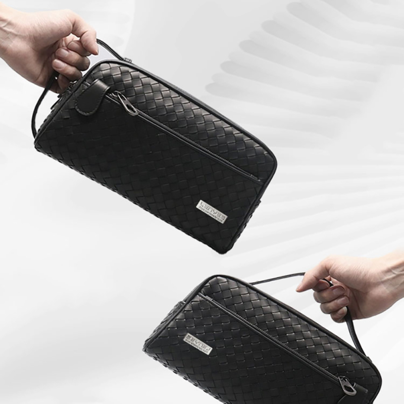 Lenyes LB527 Tomas Series Woven PU Matte Leather Wrist Design Scratch Resistant Accessory Bag - 8