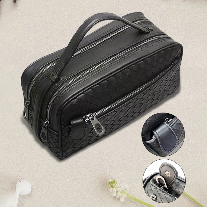 Lenyes LB527 Tomas Series Woven PU Matte Leather Wrist Design Scratch Resistant Accessory Bag - 9