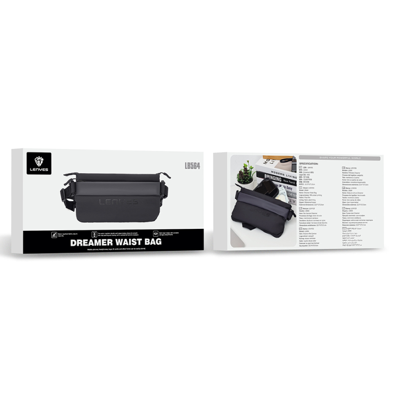Lenyes LB564 Dreamer Waist Series Waterproof Leather Design Waist Bag - 7