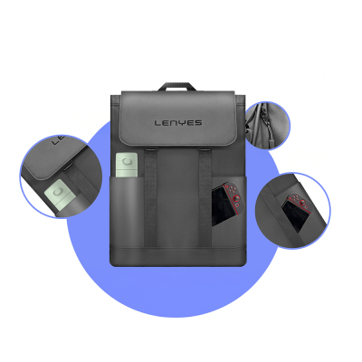 Lenyes LB566 Dreamer Backpack Series Waterproof Leather Design Shoulder Strap Backpack - 3