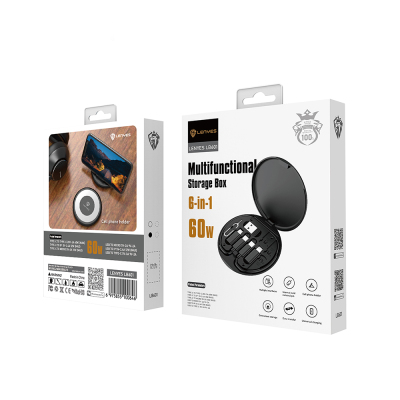 Lenyes LB601 6-in-1 Type-C to Type-C 60W Converter Adapter Set with Stand and Storage Box - 9