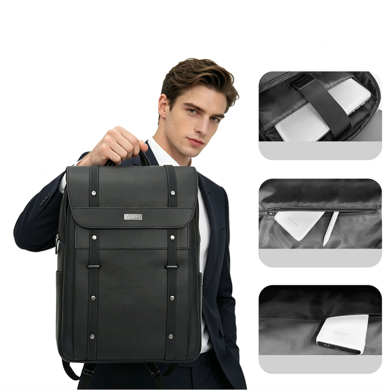 Lenyes LB735 Vesnara Serisi Parmak İzi Kilitli Su Geçirmez 15 inç Laptop ve Notebook Sırt Çantası - 6
