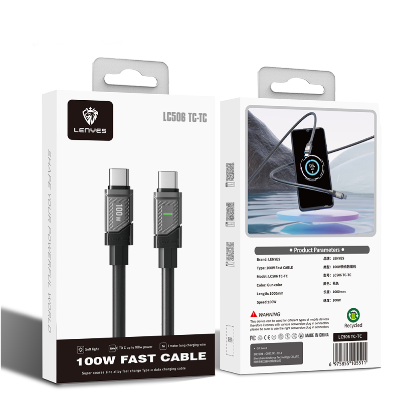 Lenyes LC506 Type-C to Type-C PD 100W Fast Charging Data and Charging Cable 1M - 7