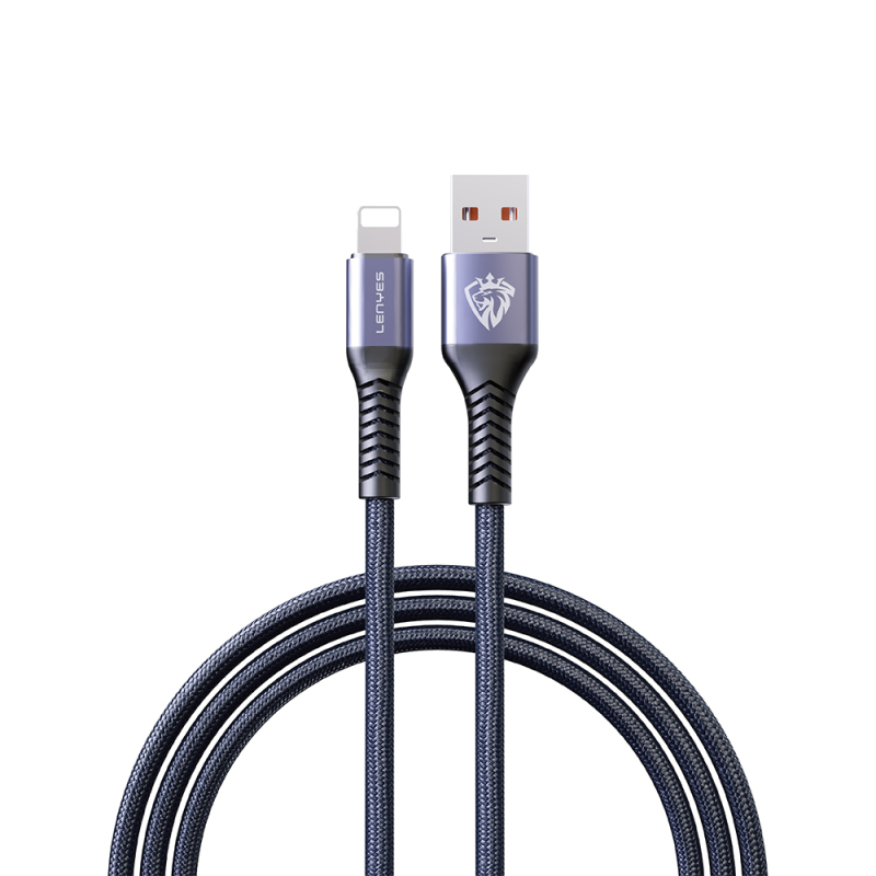 Lenyes LC510 USB-A to Lightning 2.4A Örgü Tasarımlı Hızlı Şarj Özellikli Data ve Şarj Kablosu 1M - 2