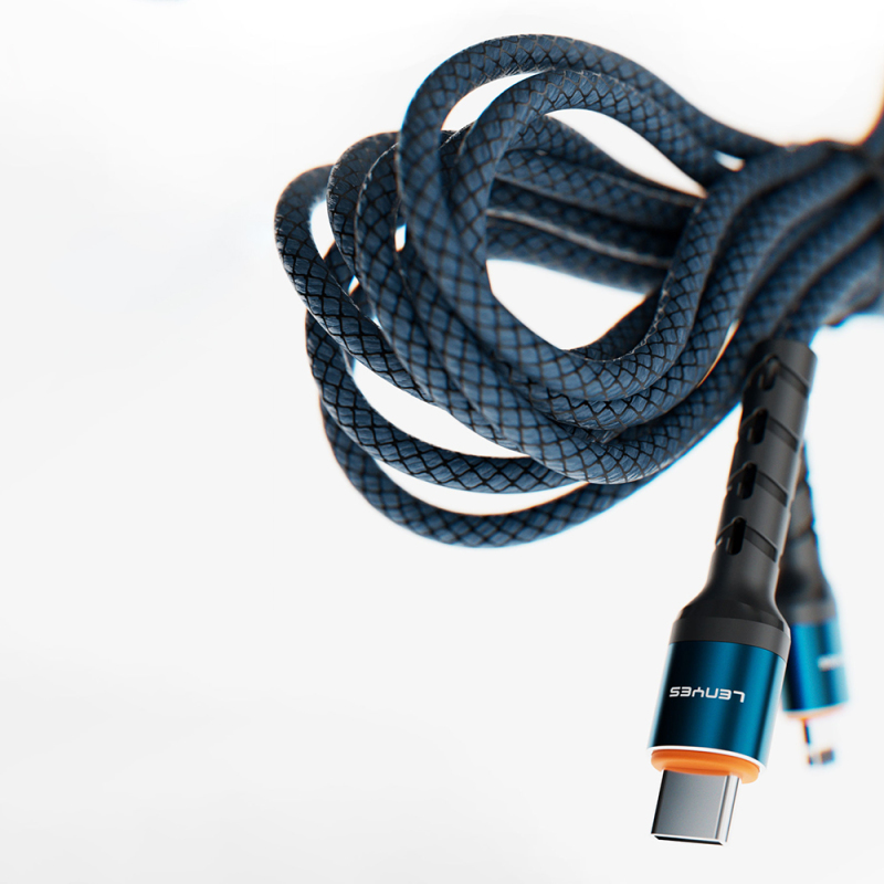 Lenyes LC515 Type-C to Type-C Hızlı Şarj Özellikli Örgülü Data ve Şarj Kablosu 60W 1M - 5
