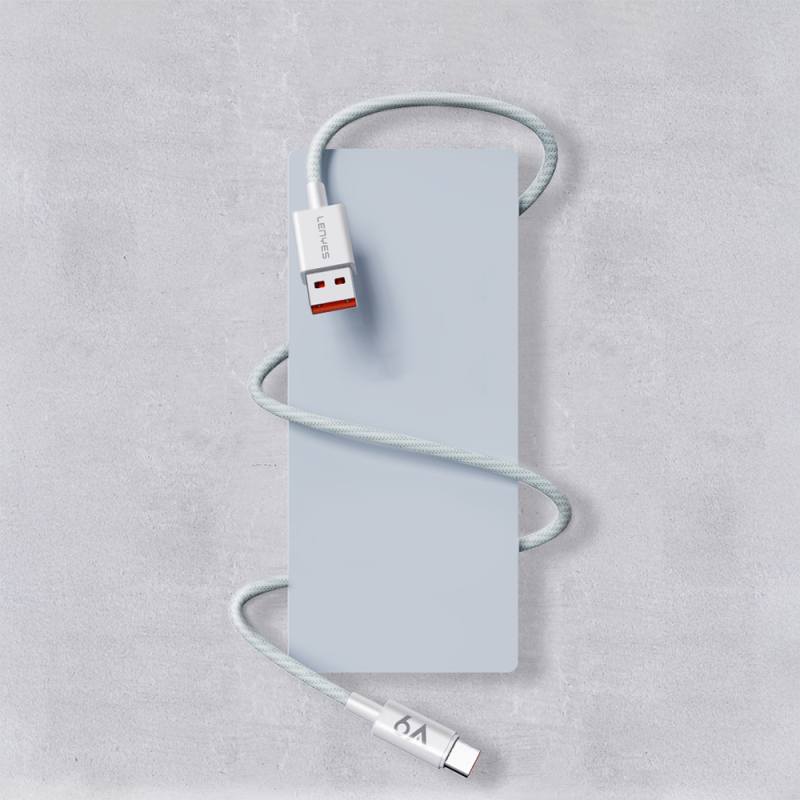 Lenyes LC518 USB-A to Type-C 6A Örgü Tasarımlı Hızlı Şarj Özellikli Data ve Şarj Kablosu 66W 1M - 5