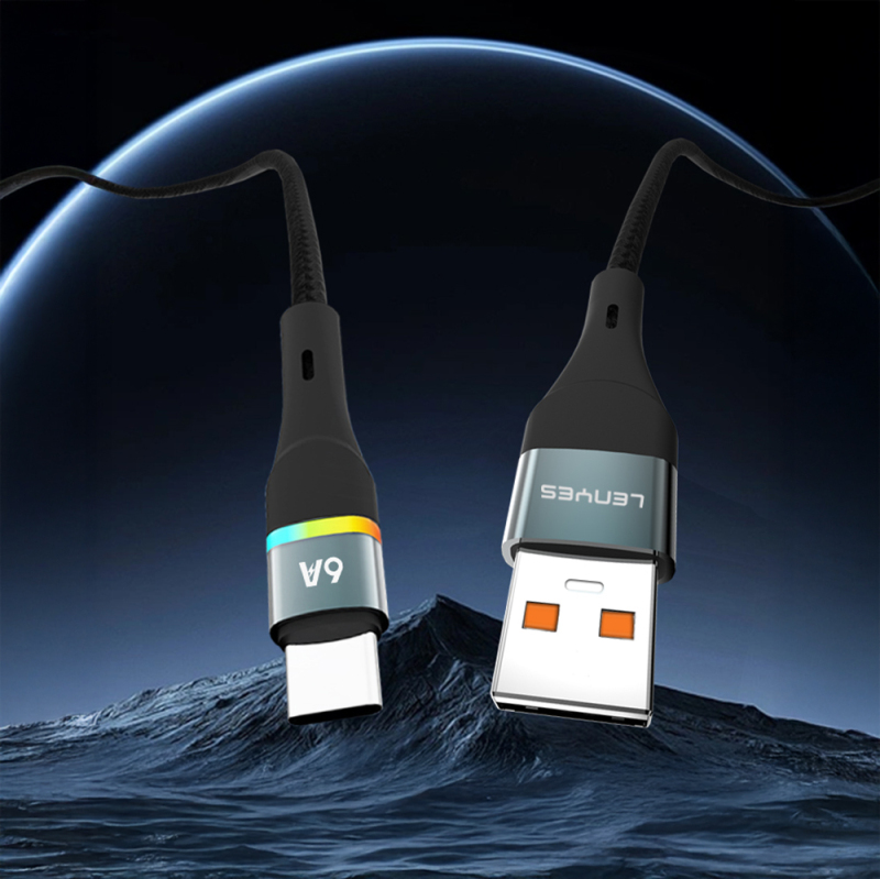 Lenyes LC520 USB-A to Type-C 6A Braided Design Fast Charging Data and Charging Cable 66W 1M - 3