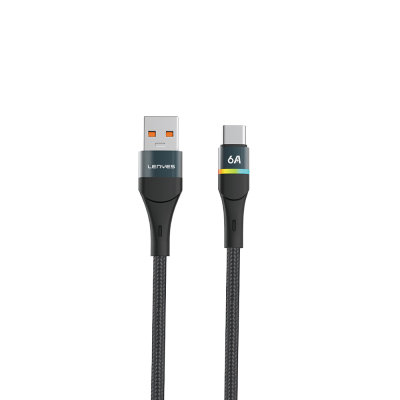 Lenyes LC520 USB-A to Type-C 6A Örgü Tasarımlı Hızlı Şarj Özellikli Data ve Şarj Kablosu 66W 1M - 2