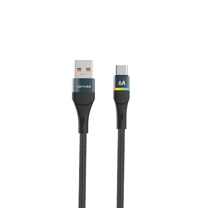 Lenyes LC520 USB-A to Type-C 6A Örgü Tasarımlı Hızlı Şarj Özellikli Data ve Şarj Kablosu 66W 1M - 2