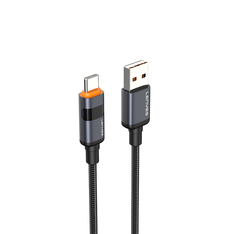 Lenyes LC529 USB-A to Type-C LED Dijital Göstergeli Hızlı Şarj Özellikli Data ve Şarj Kablosu 66W 1M - 5