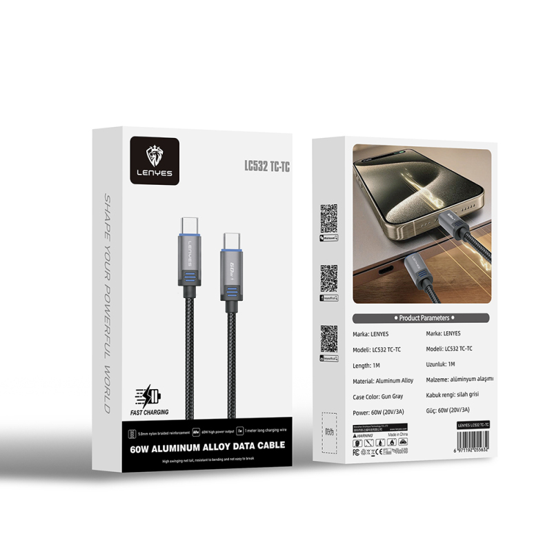 Lenyes LC532 Type-C to Type-C Fast Charging Data and Charging Cable 1 M - 3