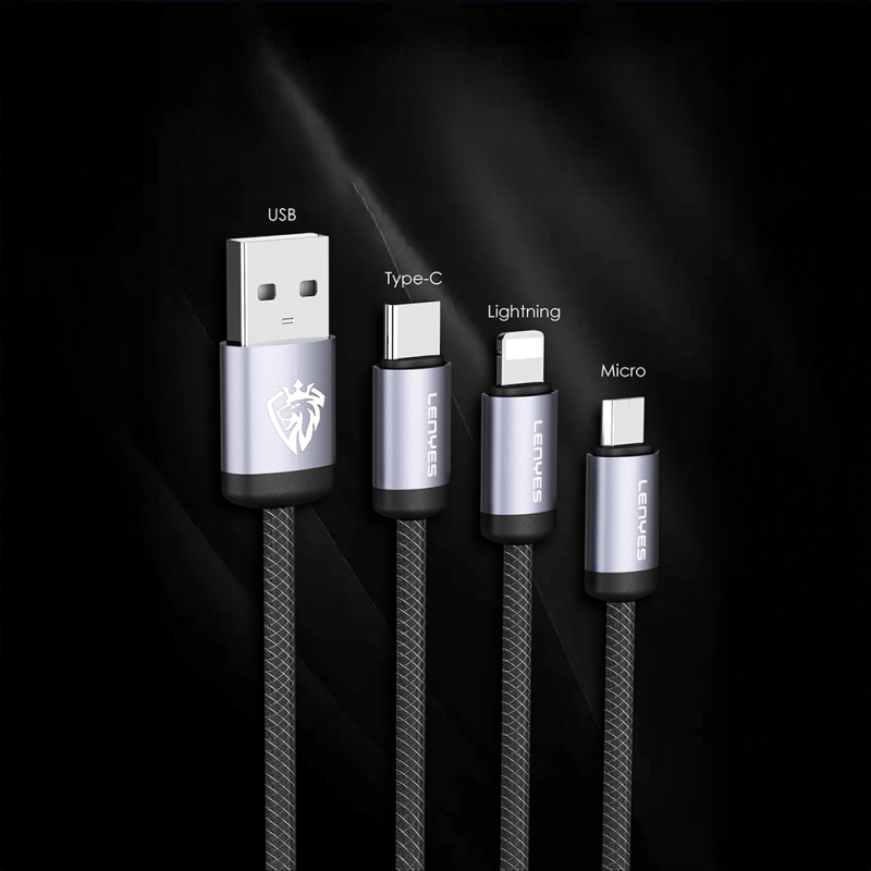 Lenyes LC537 USB-A to Type-C Örgü Tasarımlı Hızlı Şarj Özellikli Data ve Şarj Kablosu 10W 1M - 4