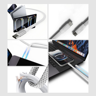Lenyes LC538 Type-C to Lightning Fast Charging 48D Aramid Fiber Braid Design Data and Charging Cable 27W 1M - 3