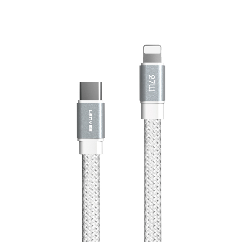 Lenyes LC538 Type-C to Lightning Hızlı Şarj Özellikli 48D Aramid Fiber Örgü Tasarımlı Data ve Şarj Kablosu 27W 1M - 1
