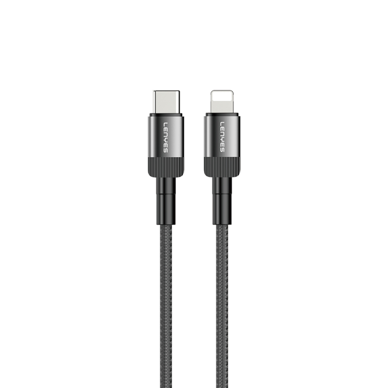 Lenyes LC546 Type-C to Lightning Örgü Tasarımlı Hızlı Şarj Özellikli Data ve Şarj Kablosu 27W 1M - 1