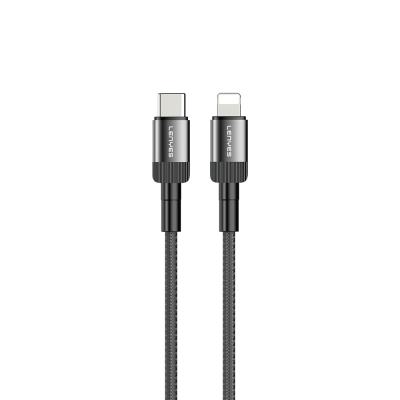 Lenyes LC546 Type-C to Lightning Örgü Tasarımlı Hızlı Şarj Özellikli Data ve Şarj Kablosu 27W 1M - 2