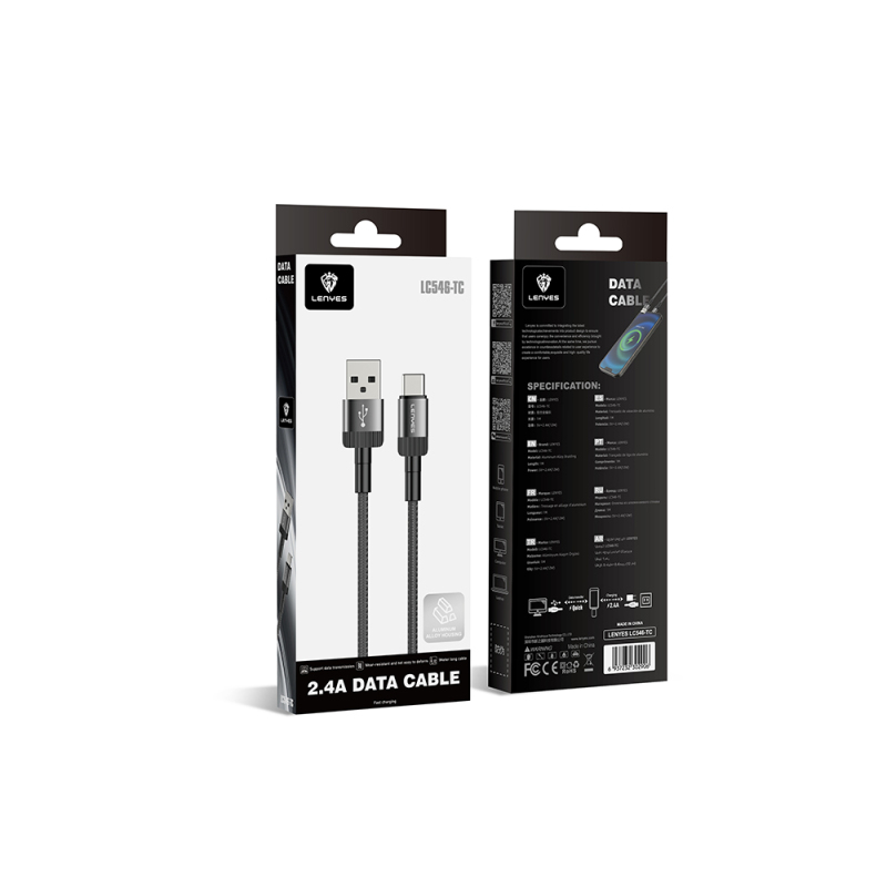 Lenyes LC546 USB-A to Type-C Örgü Tasarımlı Hızlı Şarj Özellikli Data ve Şarj Kablosu 12W 1M - 7