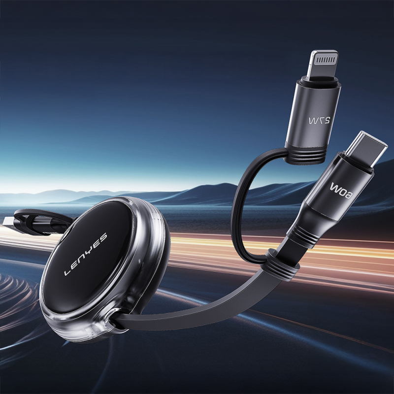 Lenyes LC552 4in1 USB-A - Type-C + Type-C to Lightning Makaralı Data ve Şarj Kablosu 60W 95cm - 3