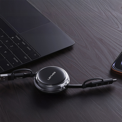 Lenyes LC552 4in1 USB-A - Type-C + Type-C to Lightning Makaralı Data ve Şarj Kablosu 60W 95cm - 6